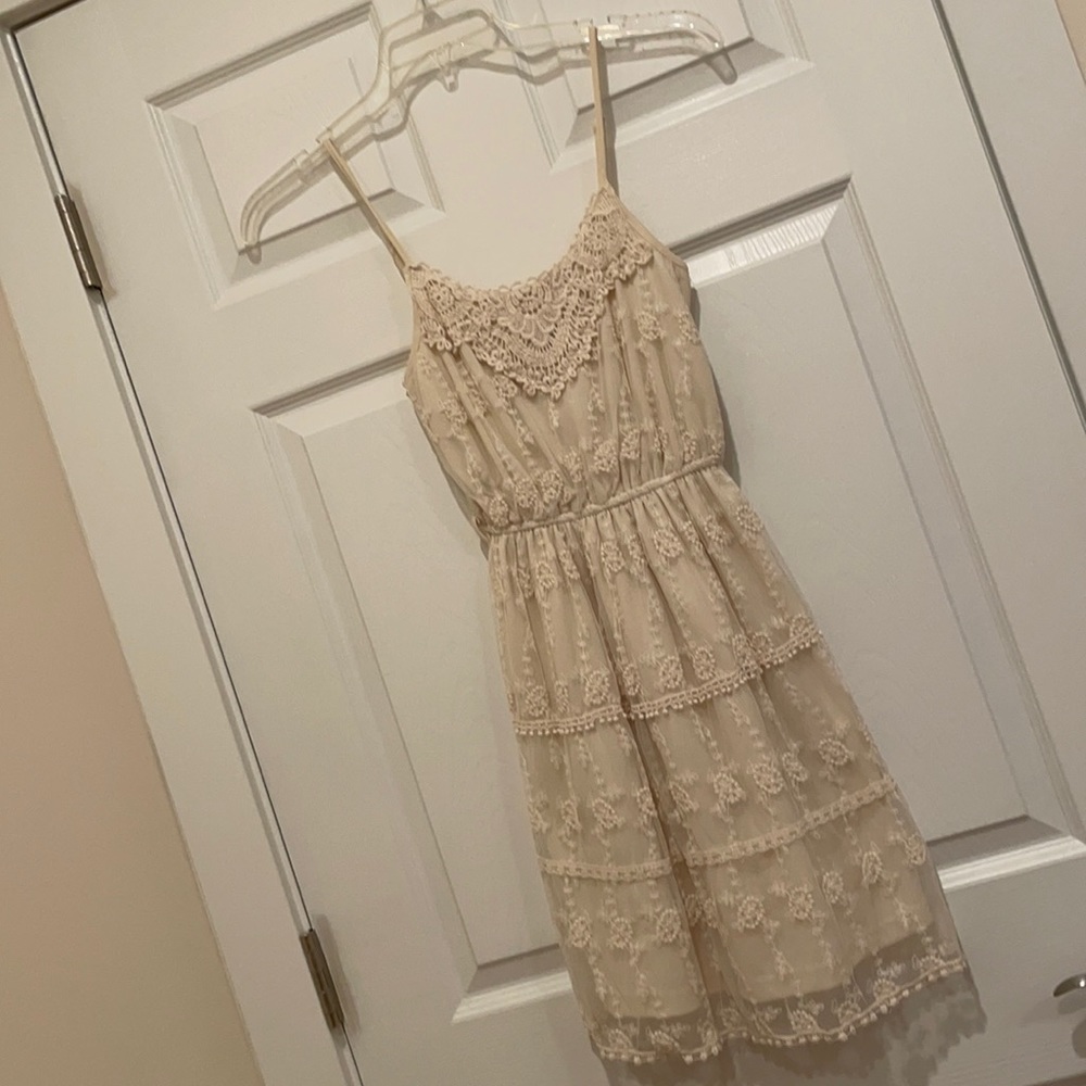 🟡 XS Boho off white dress